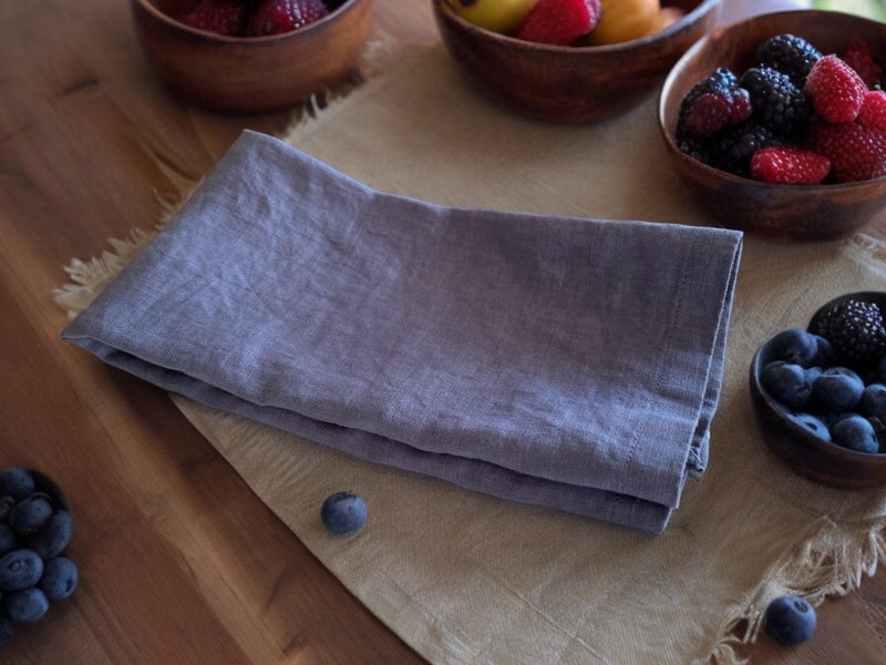 Eight Owls Linen Napkins -100% French Flax - Stonewashed Pure Linen Cloth Napkins - Size 18 Inch x 18 Inch - Set of 4 (Soft Rustic Blue) - Image 2